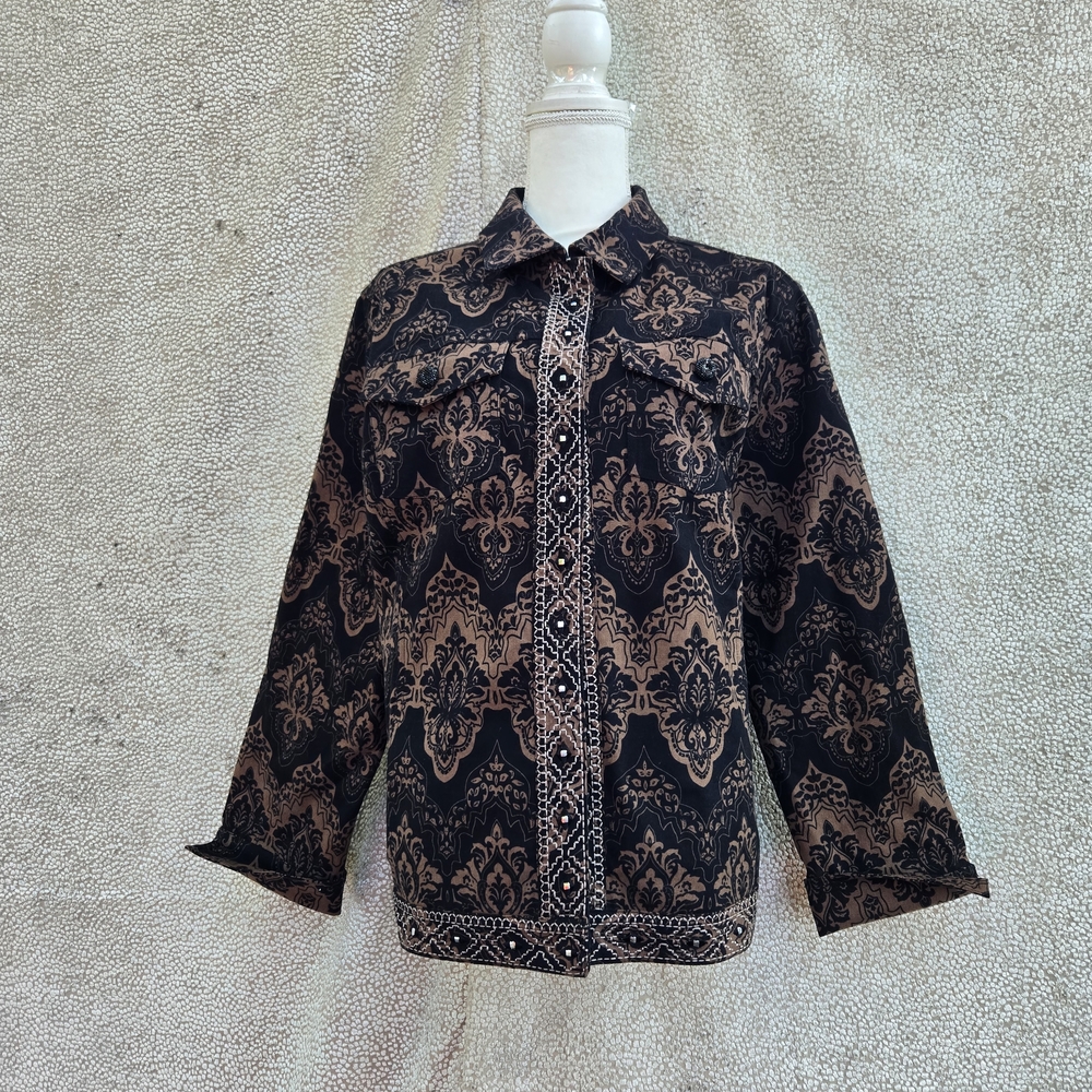 Chico's Black And Brown Patterned Jacket - image 3